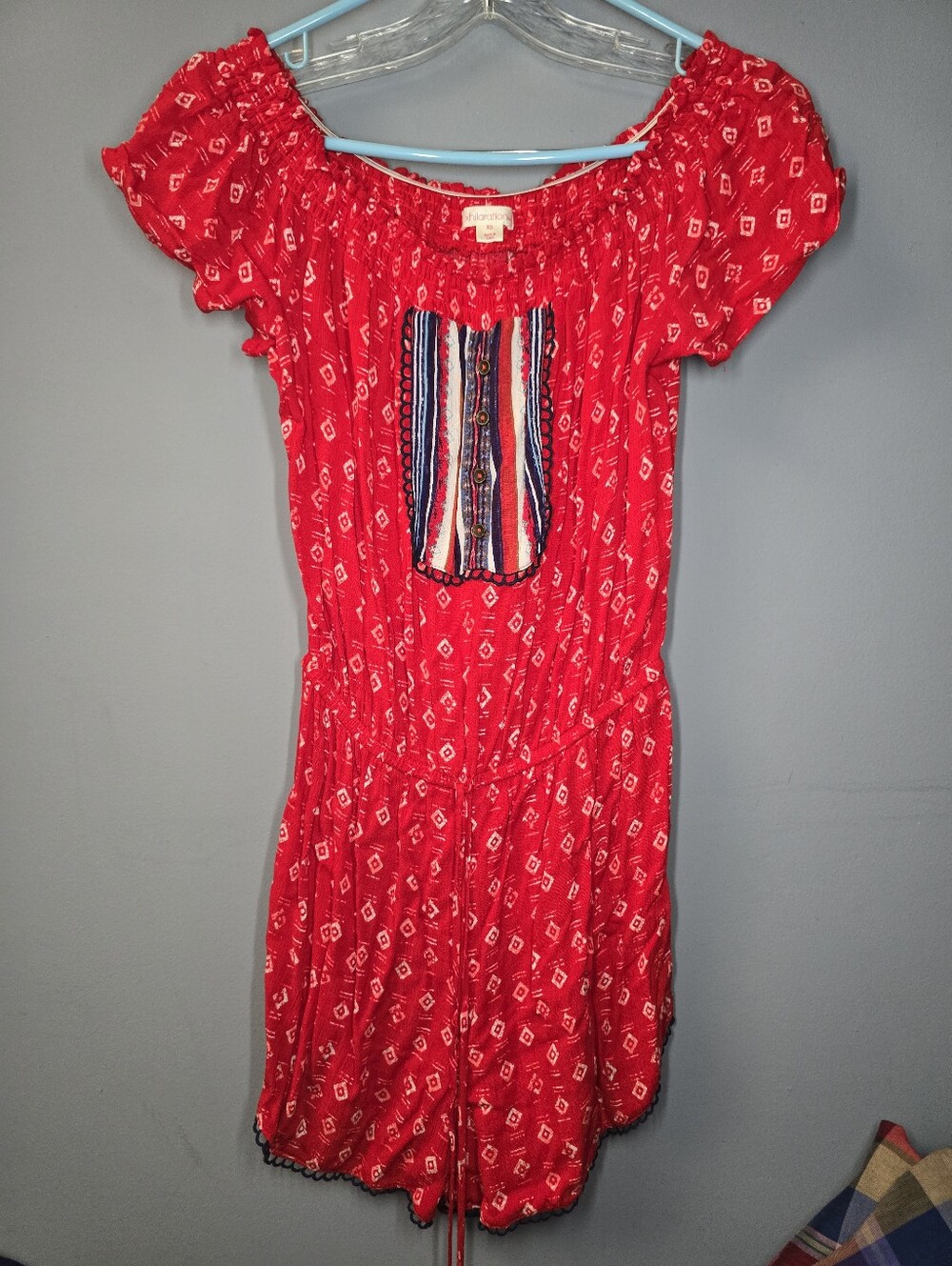 Xhilaration Romper One Piece Shorts Outfit-Womens XS-Red/White/Blue-Patriotic